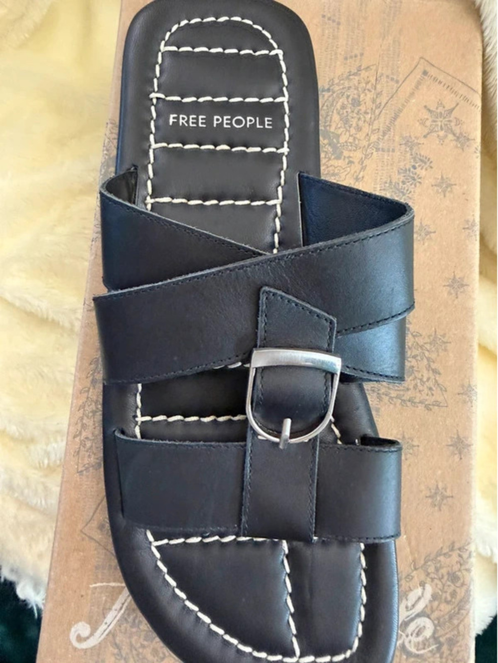 Brand New -in the box-Free People Leather -Stormy Sea- Buckle Black Sandals - Picture 4 of 6